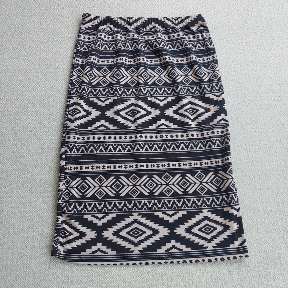Unbranded Skirt Women S Black White Aztec Geometric Print Midi Straight‎ Casual